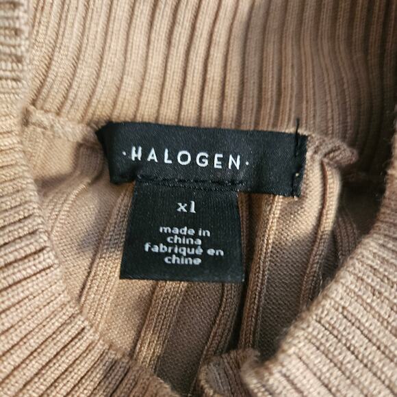 NWT Halogen Mock Neck Ribbed Long Sleeve Sweater Dress XL in Camel - Picture 7 of 13